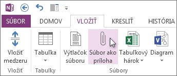 Vloženie súboru do poznámok v podobe prílohy