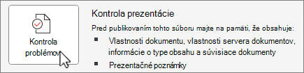 Obrazovka overenia výskytu problémov