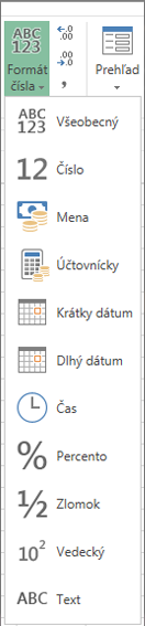 Dostupné číselné formáty
