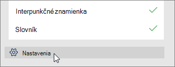 Na table Editor vyberte položku Nastavenia.