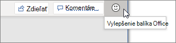 Vyberte ikonu Pomoc pri zlepšovaní balíka Office? v hornej časti okna Wordu, čím sa otvorí tabla Pripomienky.