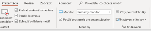 Začiarkavacie políčko Vždy použiť titulky v karte Prezentácia