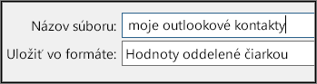 Priraďte názov súboru s kontaktmi.