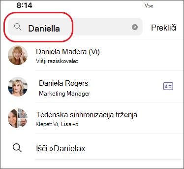 iskanje klepeta s sabo v mobilnih napravah