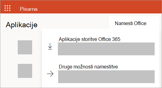 Posnetek zaslona Office.com, če se vpišete s službenim ali šolskim računom