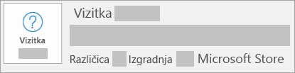 Posnetek zaslona, na katerem sta prikazani različica in graditev za Trgovino Microsoft