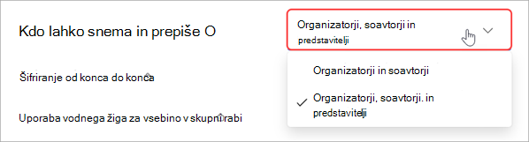 Izberite, kdo lahko snema ali prepiše mestno hišo.