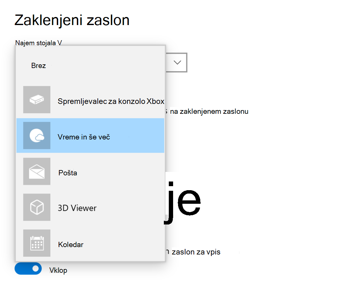 Windows 10 podrobne nastavitve stanja zaklenjenega zaslona