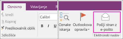 Posnetek zaslona gumba »Pošlji stran po e-pošti« v programuOneNote 2016.