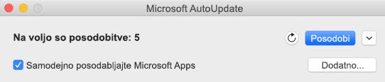 Okno Microsoftovega samodejnega posodabljanja, ko so na voljo posodobitve.