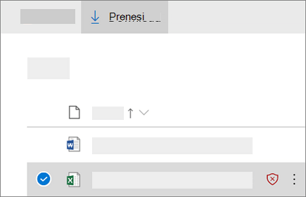 Posnetek zaslona prenašanja blokirane datoteke v OneDrive za podjetja