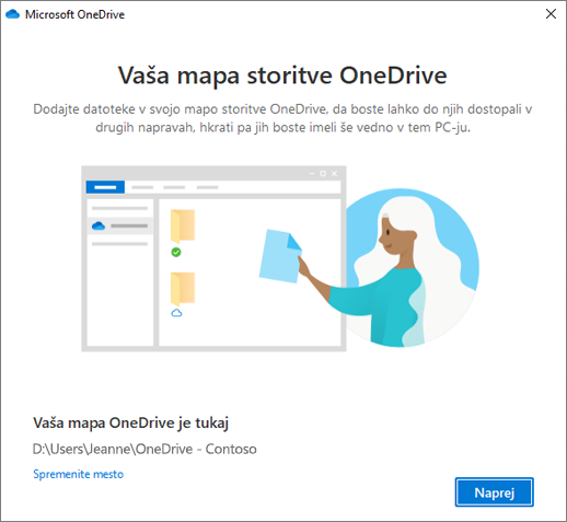 The This is Your OneDrive Folder screen in the Welcome to OneDrive wizard