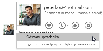 Posnetek zaslona gumba za ustavitev skupne rabe v programu OneNote 2016.