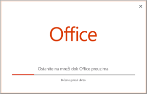 Napredak instalacije sistema Office aplikacije