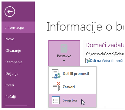 Nadogradnju na najnoviju verziju programa OneNote možete izvršiti direktno iz menija „Datoteka“.