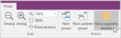 Snimak ekrana dugmeta „Nova brza oznaka“ u programu OneNote 2016.