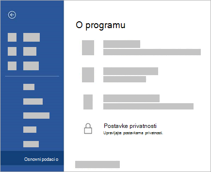 Snimak ekrana dugmeta "Postavke privatnosti"