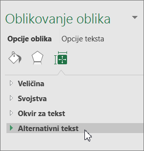 Izaberite stavku Alternativni tekst u oknu objekta.