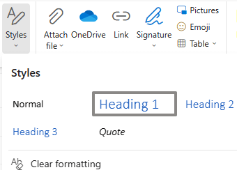 Meni "Stilovi" u programu Outlook na vebu.