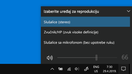 Izaberite Bluetooth uređaj za reprodukciju