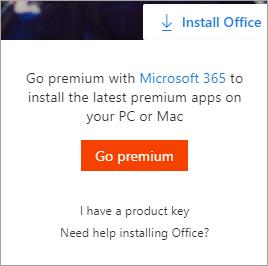 Idite na Premium poruku koja se prikazuje kada je izabrano dugme "Instaliraj Office".