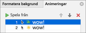 Ange animeringsalternativ i egenskapsfönstret