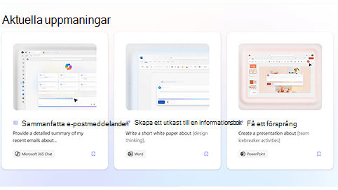 Avsnittet Föreslagna prompter på Copilot Labs sida med exempelprompter.