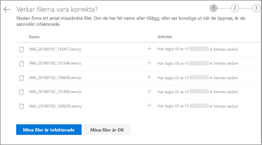 Skärmbild av skärmen Se till att de här filerna ser rätt ut på OneDrive-webbplatsen