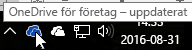 En skärmbild där markören hovrar över den blå OneDrive-ikonen med texten OneDrive för företag.