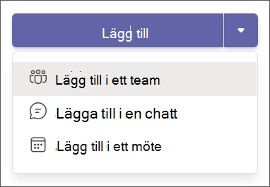 lägga till en app i listrutan Teams