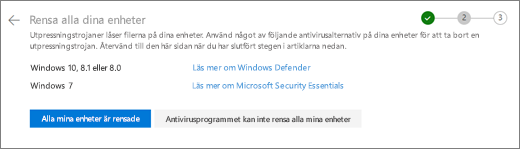 Skärmbild av skärmen Rensa alla dina enheter på OneDrive-webbplatsen