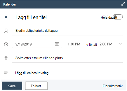 Skapa snabbt i Outlook på webben