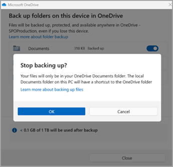 Säkerhetskopia onedrive stoppa säkerhetskopiering