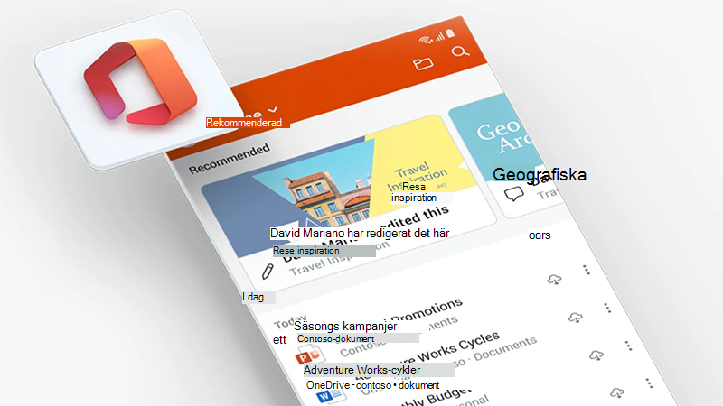 Office-appskärmen på en mobiltelefon