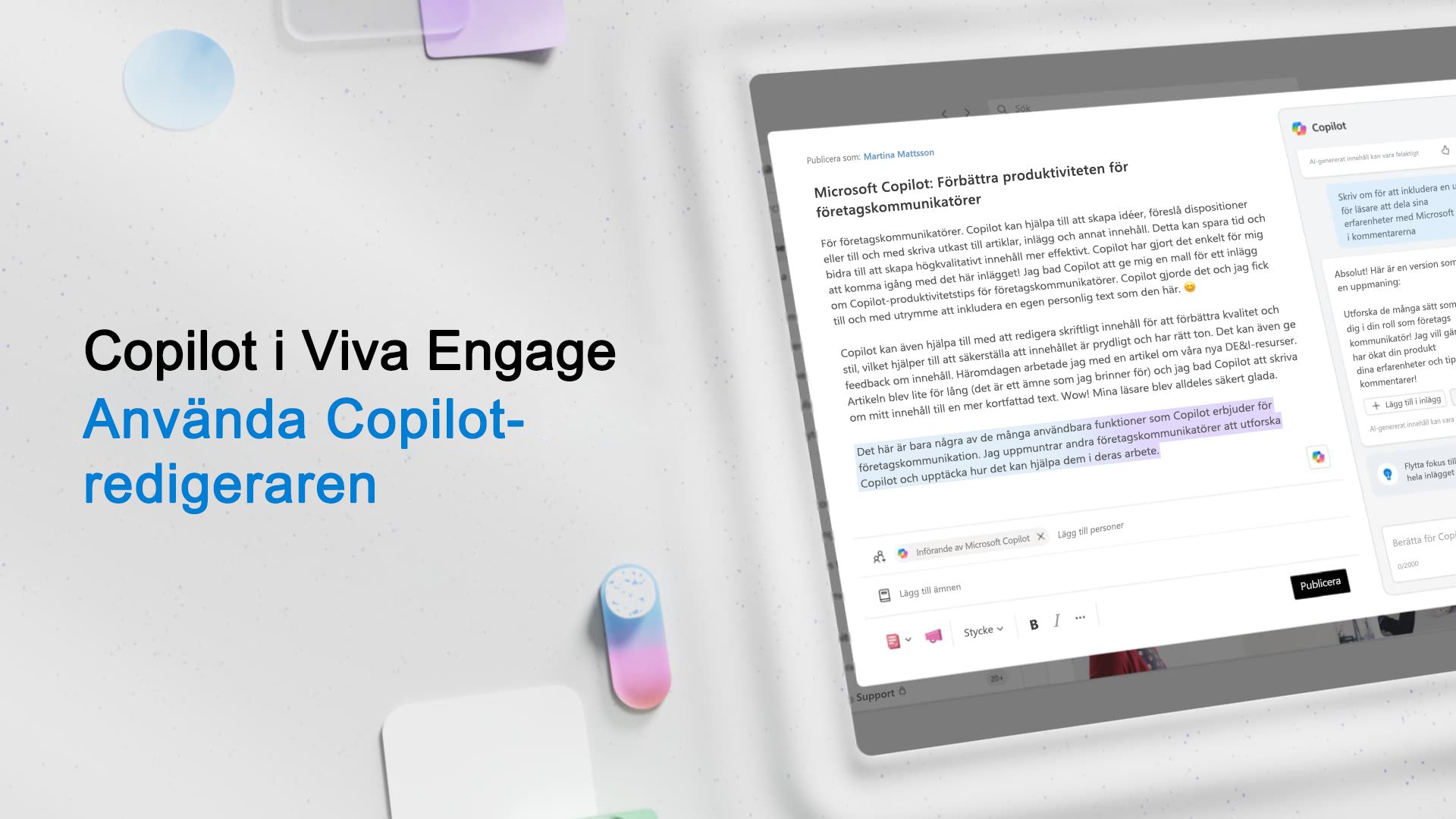 Video: Använda Copilot-redigeraren i Viva Engage