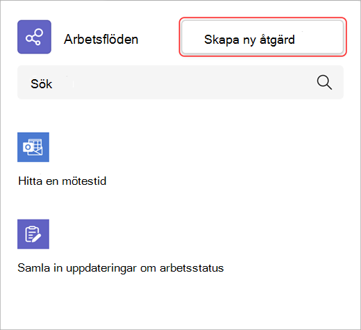 Skärmbild som visar hur du skapar en ny arbetsflödesåtgärd