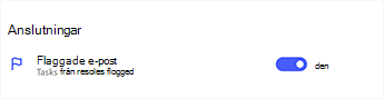 Skärmbild som visar flaggat e-postmeddelande påslaget i inställningar under anslutningar