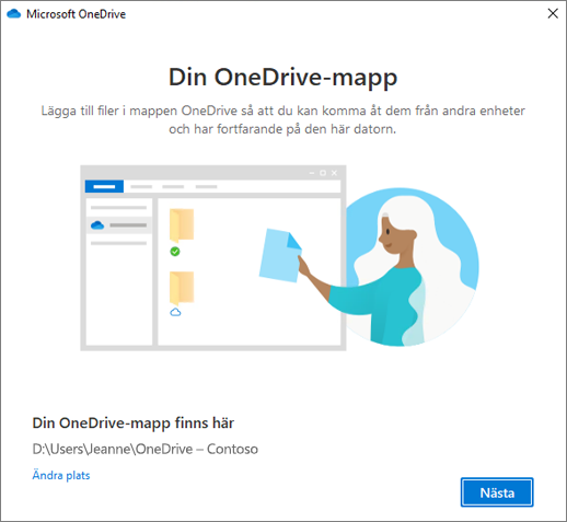 Skärmen Det här är din OneDrive-mapp i guiden Välkommen till OneDrive