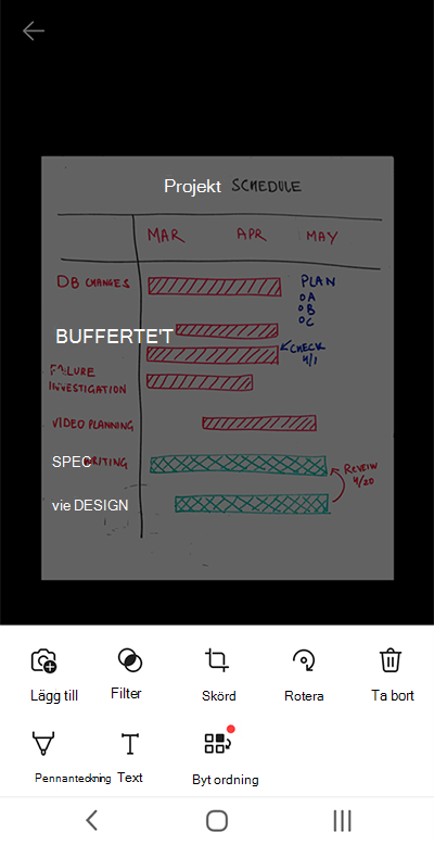 Skärmbild från Microsoft Lens på en Android-telefon