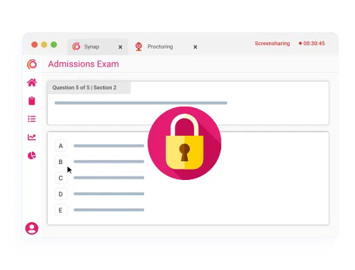 Synap online exam platform UI