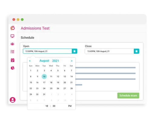 Synap online exam platform UI